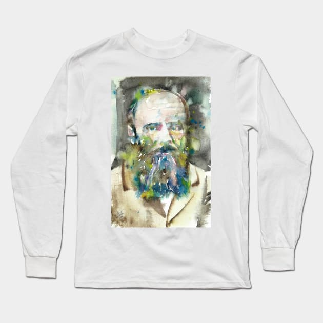 FYODOR DOSTOYEVSKY - watercolor portrait.2 Long Sleeve T-Shirt by lautir